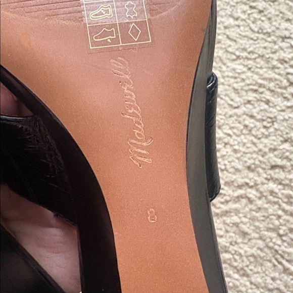 Madewell Deanna Thong 3" Wedge Heel Leather Sandal Black Sz 8 - Picture 6 of 7